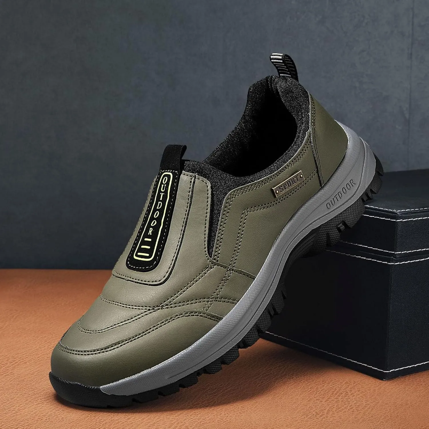 Mens Orthopedic Walking Shoes Outdoor Casual Arch Support Comfortable Waterproof Hiking Shoes for Men Breathable Fashion Sneakers for Outdoor Running