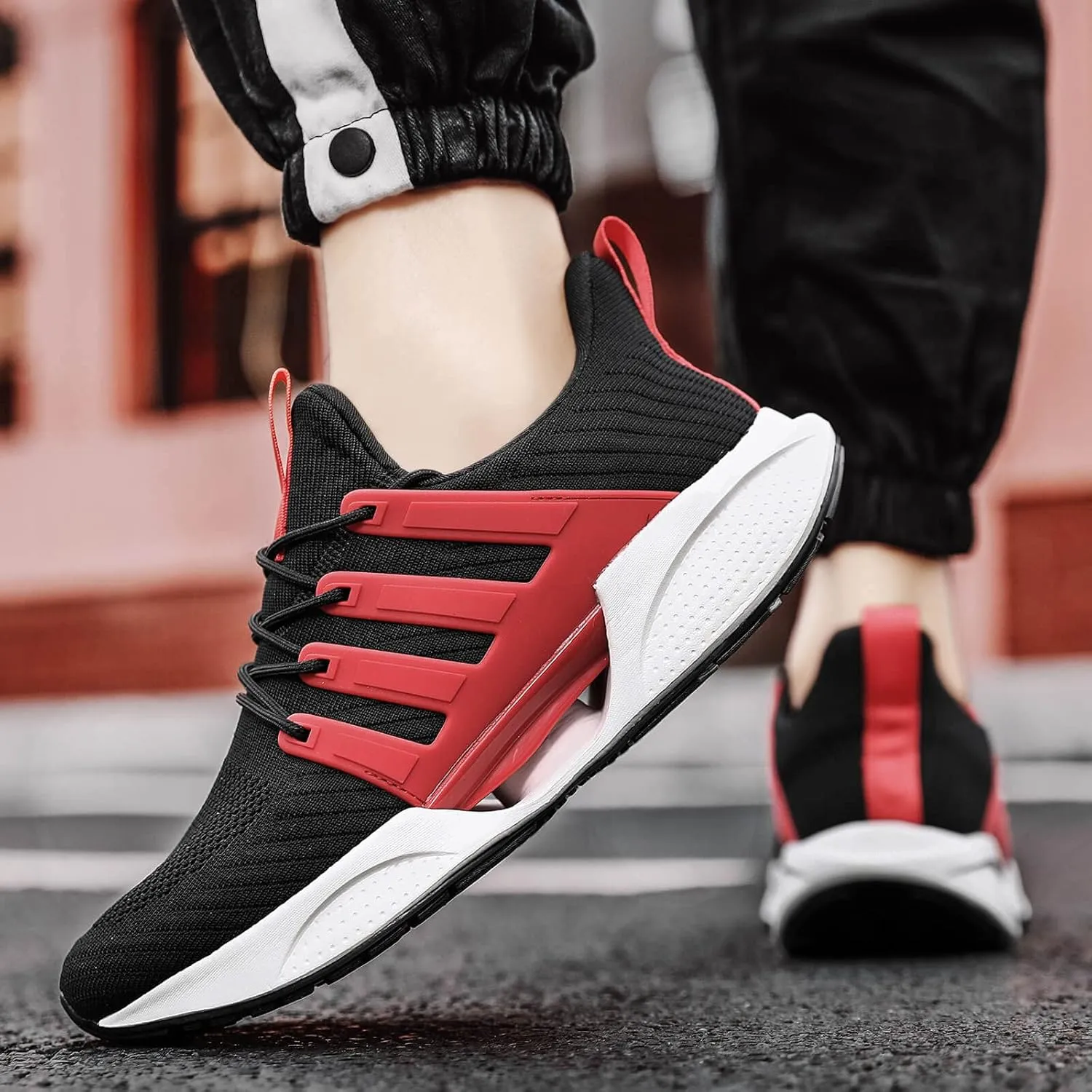 Mens Shoes Comfortable Shock Absorbing Light Non Slip Sneakers for Running Walking Road Sport Fashion Casual Breathable Soft