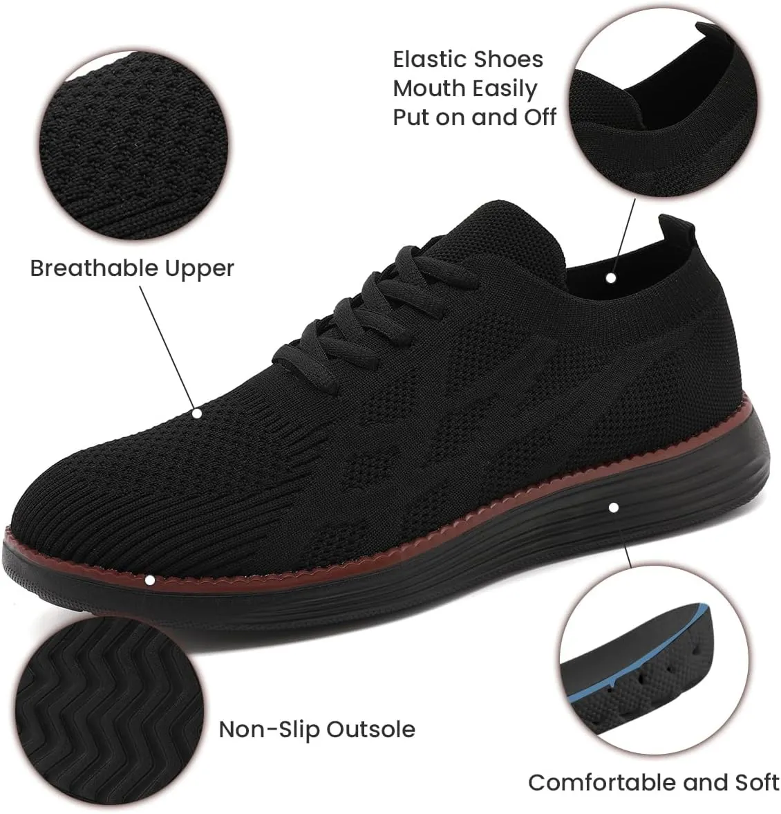 Mens Slip On Sneakers Walking Tennis Shoes Running Gym Athletic Workout Non Slip Fashion Casual Lightweight Breathable Soft Sole Mesh
