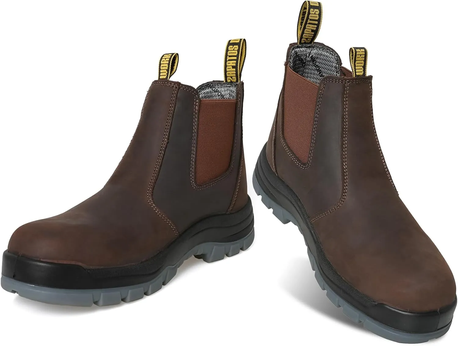 Men's Slip On Work boots for Men, Soft/Composite Toe Slip Resistant Waterproof Puncture-proof Mens Work Boots
