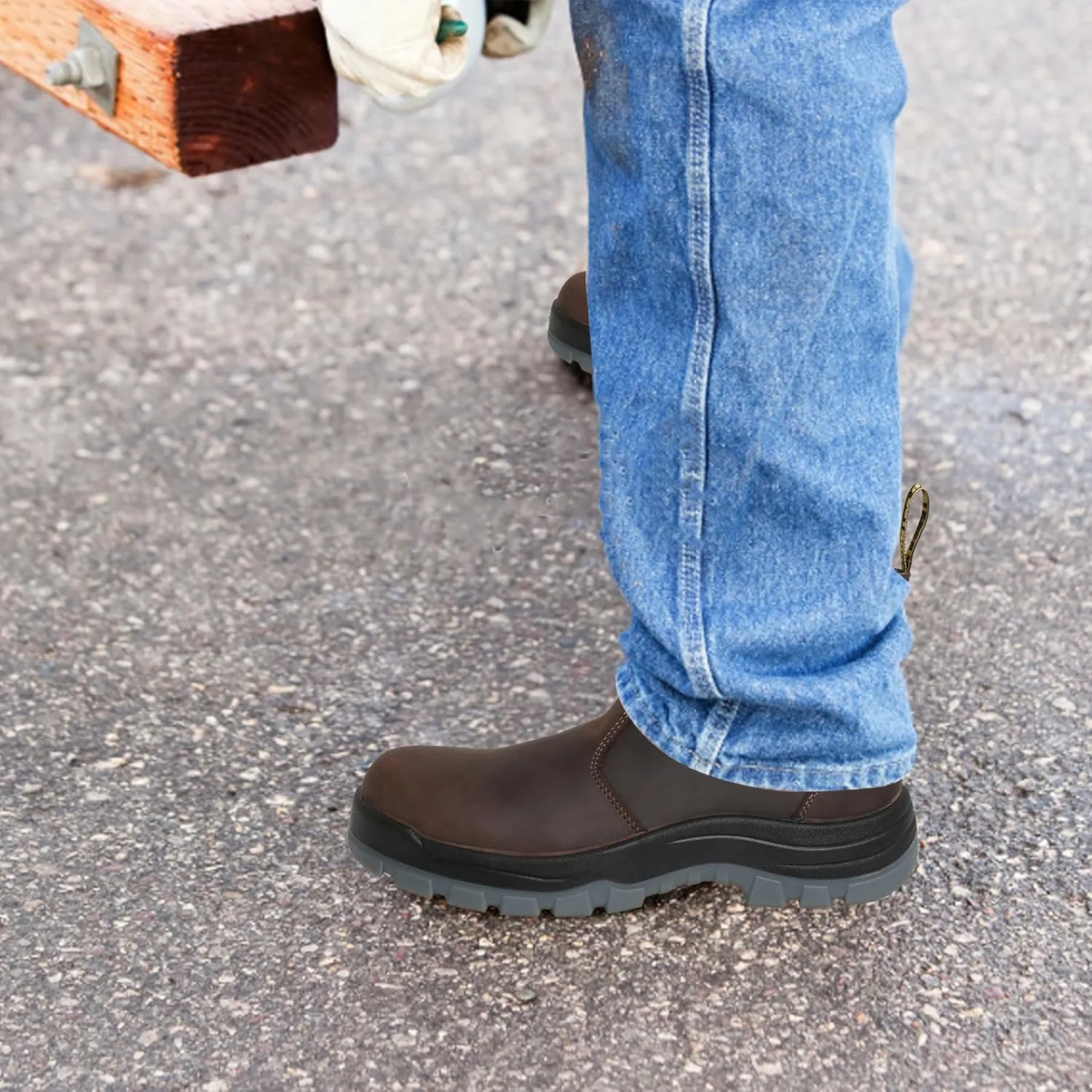 Men's Slip On Work boots for Men, Soft/Composite Toe Slip Resistant Waterproof Puncture-proof Mens Work Boots