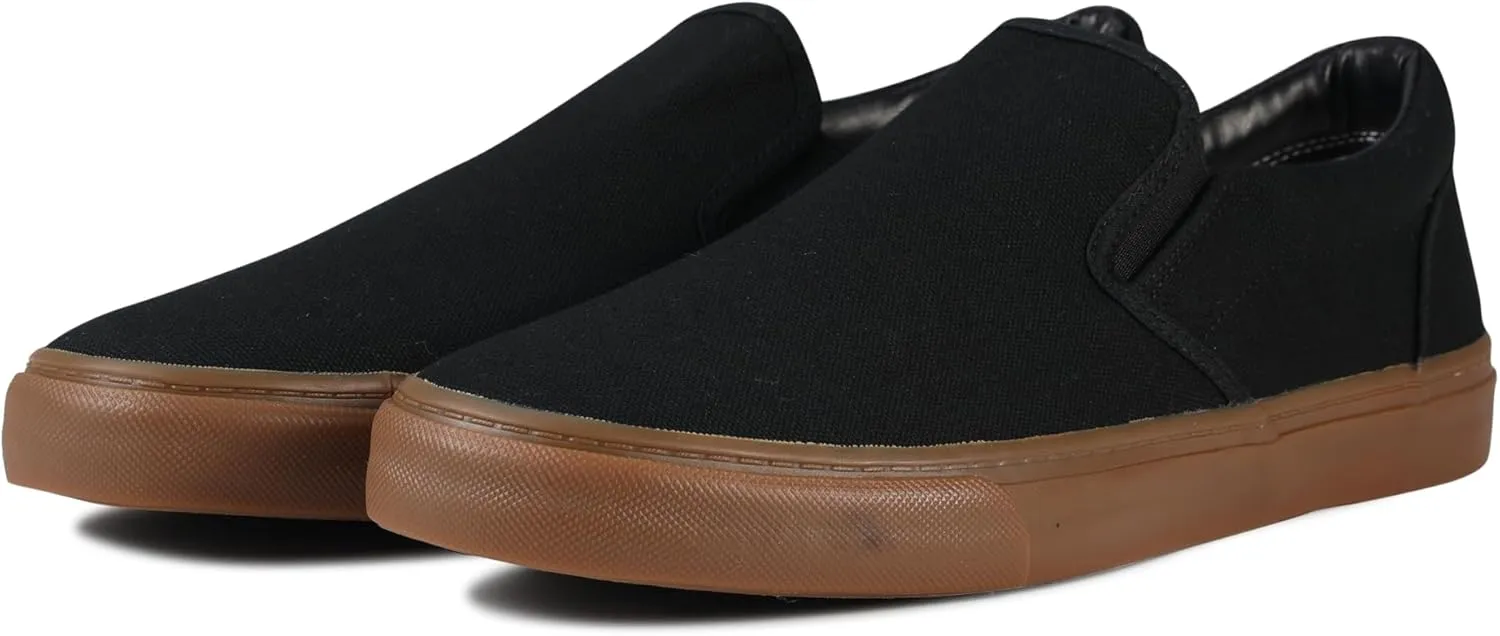Men's Sneakers Classic Low Top Slip On Shoes Wide Canvas Skate Loafers Sneakers with Soft Insole Causal Dress Shoes for Men Comfortable Walking Shoes Slip on Sneakers for Men