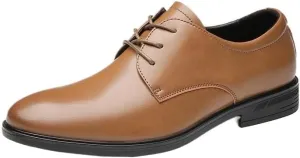 Men's Spring Autumn Round Toe Lace-up Formal Casual Business Leather Shoes Soft Sole Soft Surface Low-top Single Shoes Breathable Suitable for Wedding Office