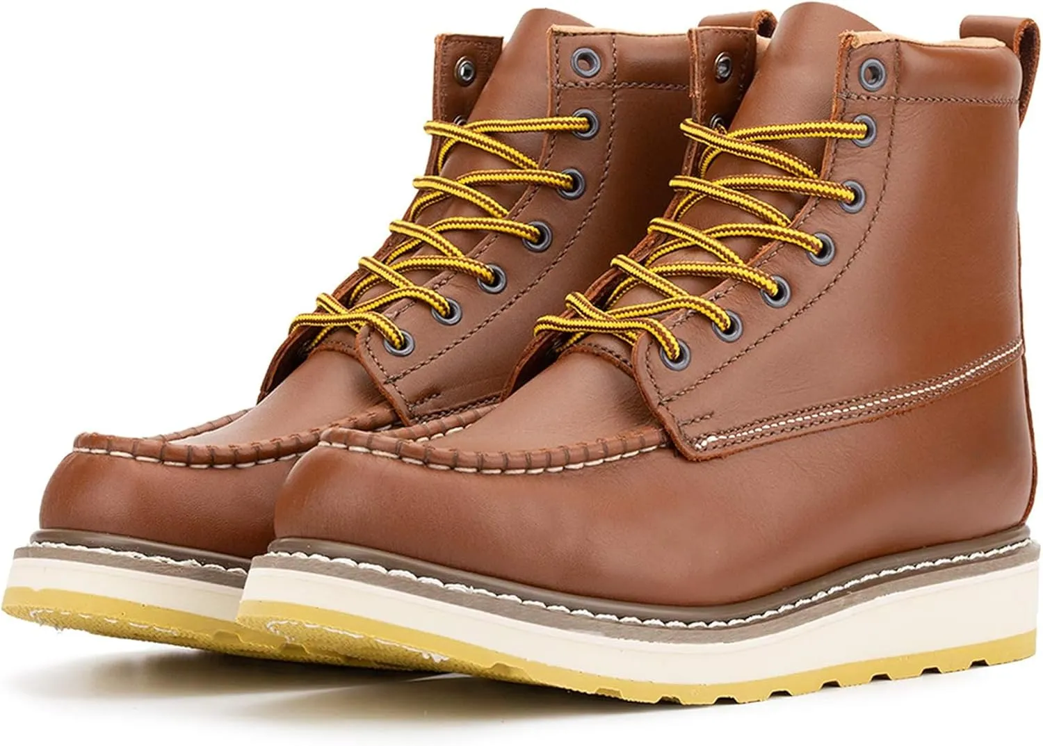 Men's Stylish Classic 6"- 8" Soft Moc Toe EH Leather Work Boot With Non-Slip Wedge Outsole & Goodyear Storm Welt