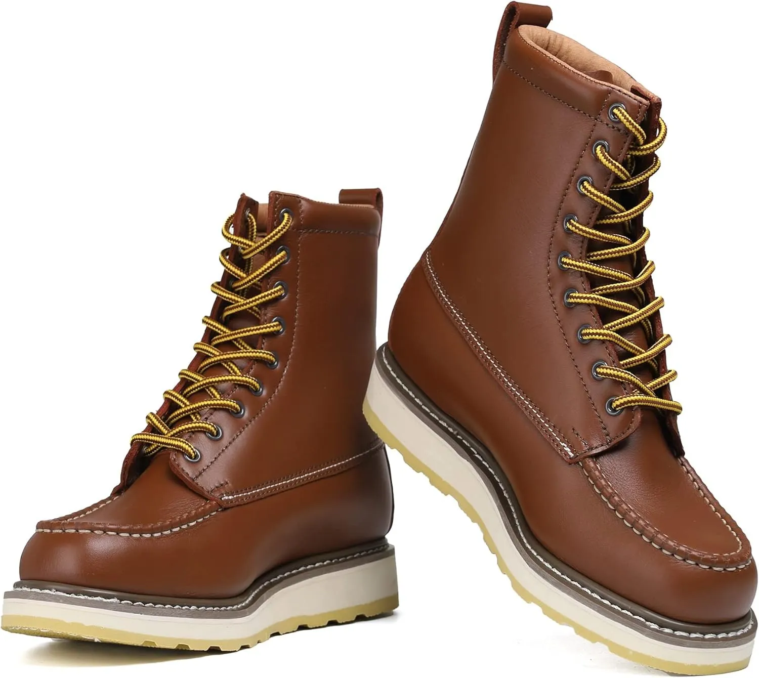 Men's Stylish Classic 6"- 8" Soft Moc Toe EH Leather Work Boot With Non-Slip Wedge Outsole & Goodyear Storm Welt