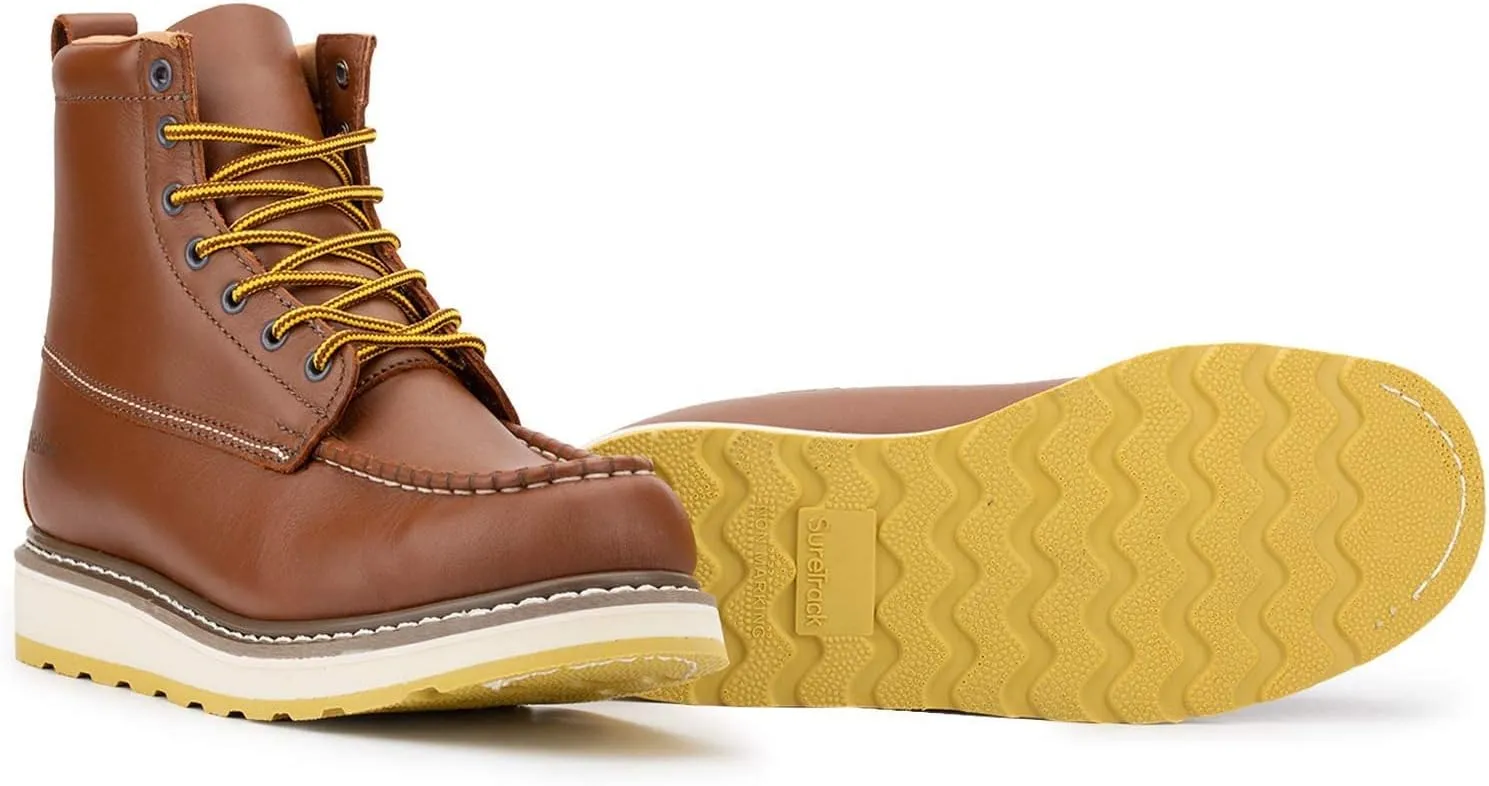 Men's Stylish Classic 6"- 8" Soft Moc Toe EH Leather Work Boot With Non-Slip Wedge Outsole & Goodyear Storm Welt