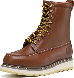 Men's Stylish Classic 6"- 8" Soft Moc Toe EH Leather Work Boot With Non-Slip Wedge Outsole & Goodyear Storm Welt