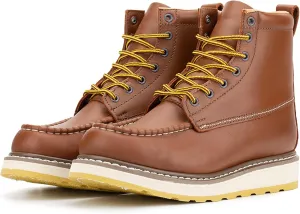 Men's Stylish Classic 6"- 8" Soft Moc Toe EH Leather Work Boot With Non-Slip Wedge Outsole & Goodyear Storm Welt