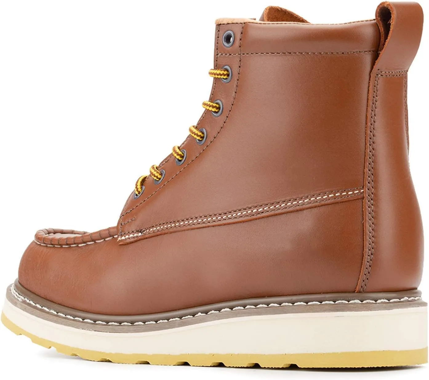 Men's Stylish Classic 6"- 8" Soft Moc Toe EH Leather Work Boot With Non-Slip Wedge Outsole & Goodyear Storm Welt