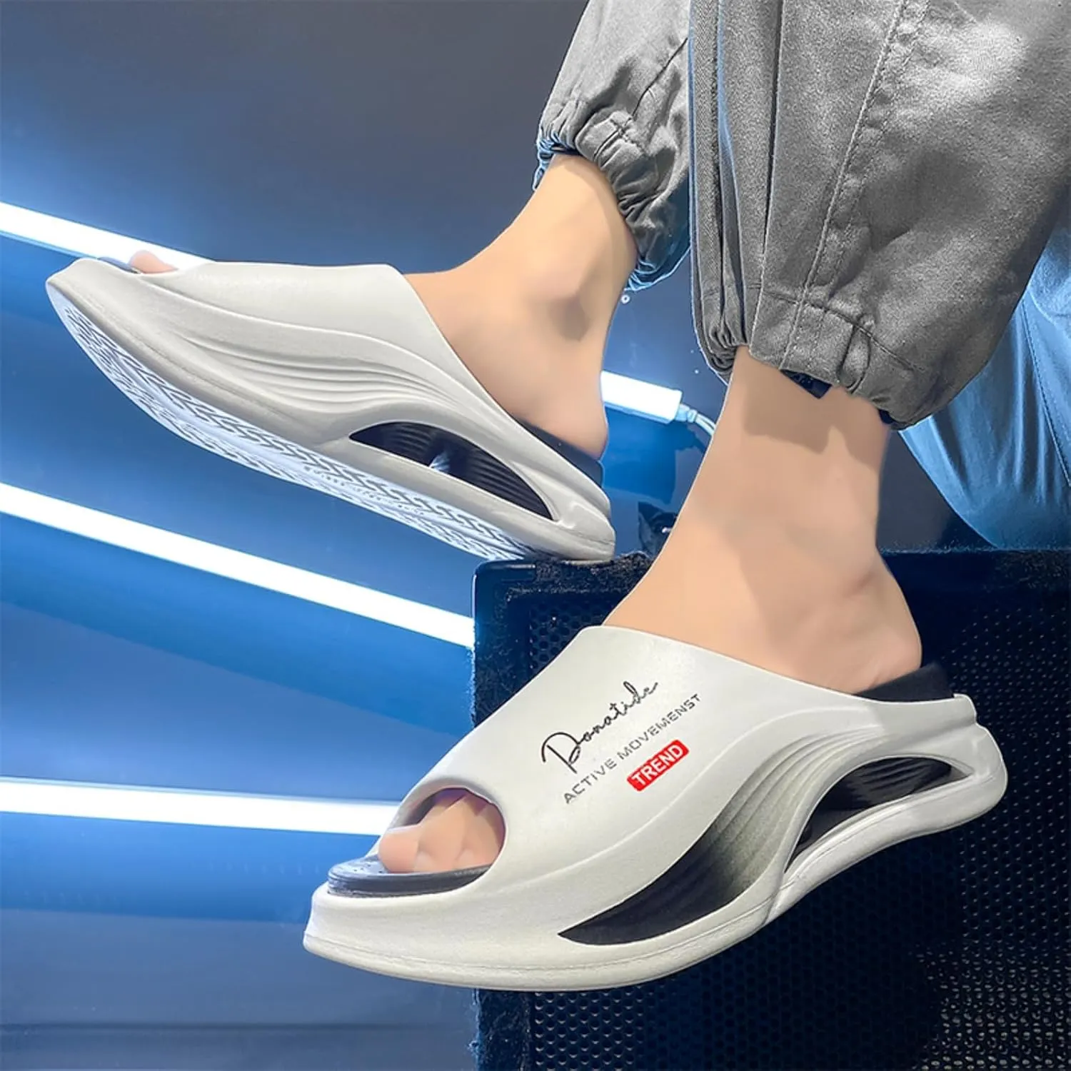 Men's Stylish Slip - on Slippers, Thick - soled, Height - increasing, Lightweight and Soft - soled, Suitable for Casual Wear and Home