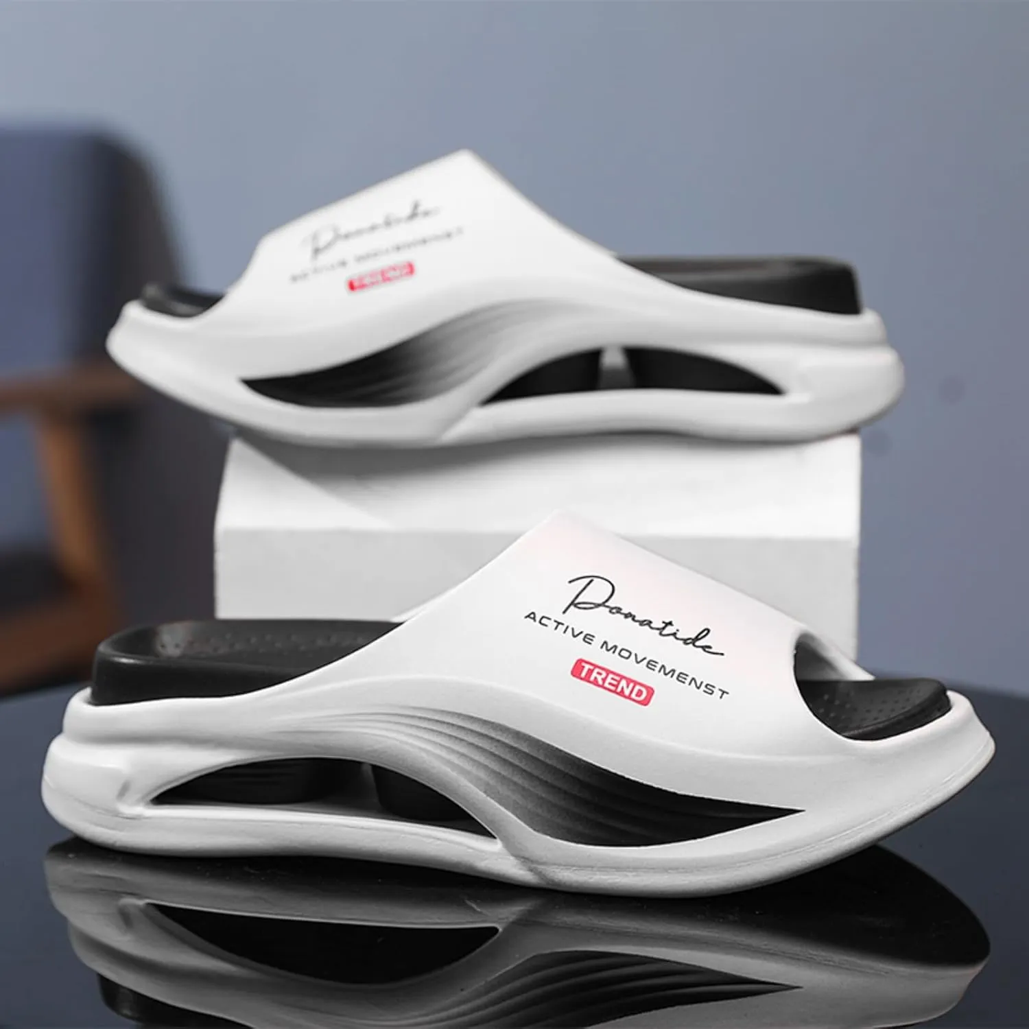 Men's Stylish Slip - on Slippers, Thick - soled, Height - increasing, Lightweight and Soft - soled, Suitable for Casual Wear and Home