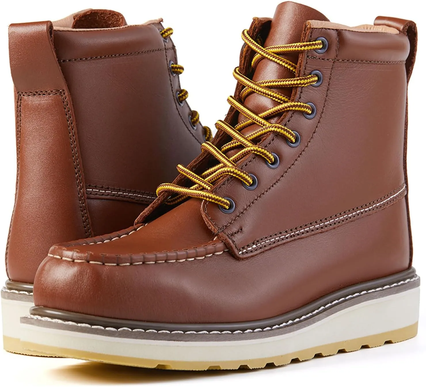 Men's SureTrack 6" Leather Steel Toe Work Boot foe Men, Goodyear Welt, Oil/Slip Resistant, Wedge Sole, Moc Toe Men's Work Boots, EH