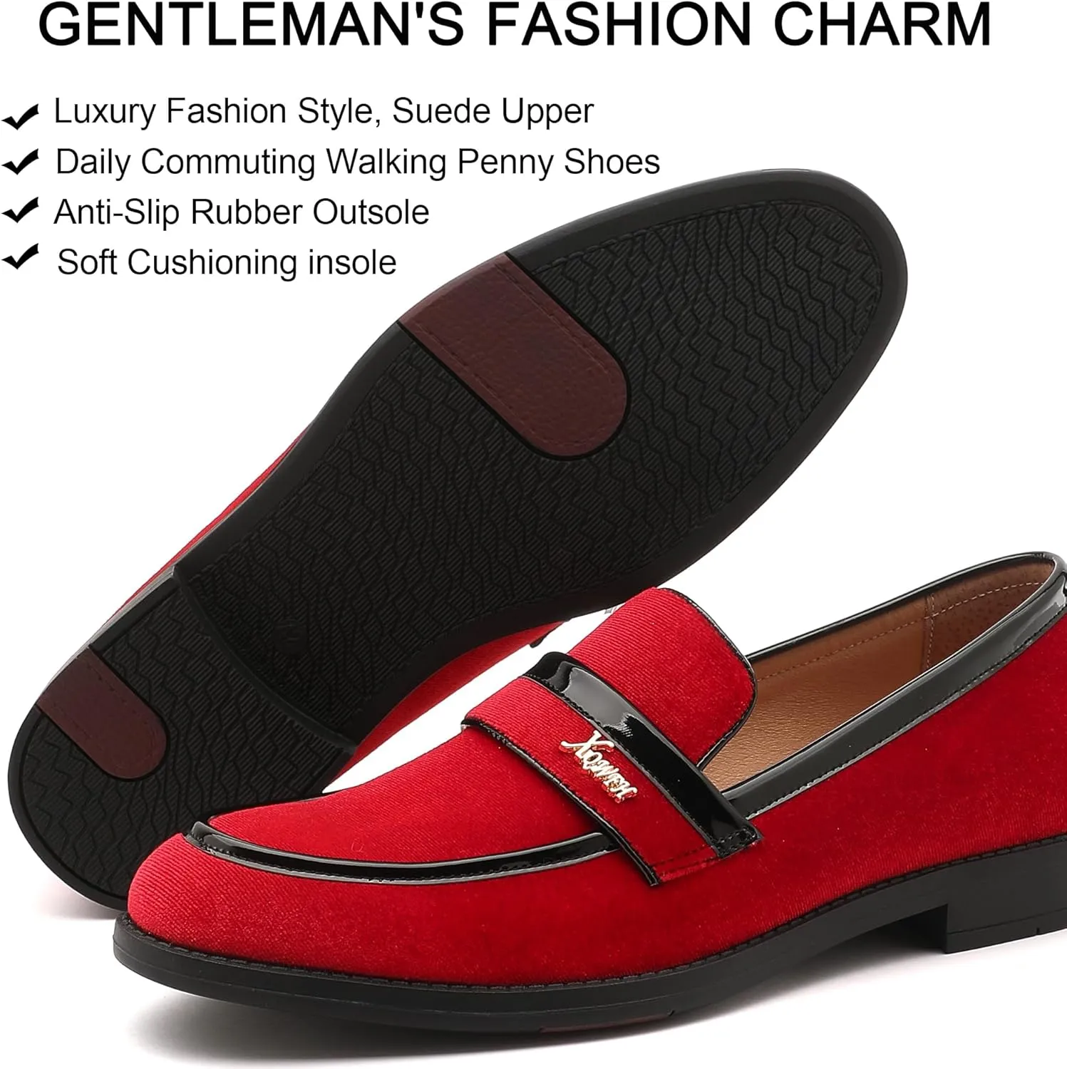 Mens Velvet Loafers, Men's Fashion Mens Dress Shoes Classic Loafers for Wedding Party Penny Dancing,Slip-On Flats Smoking Slippers Prom