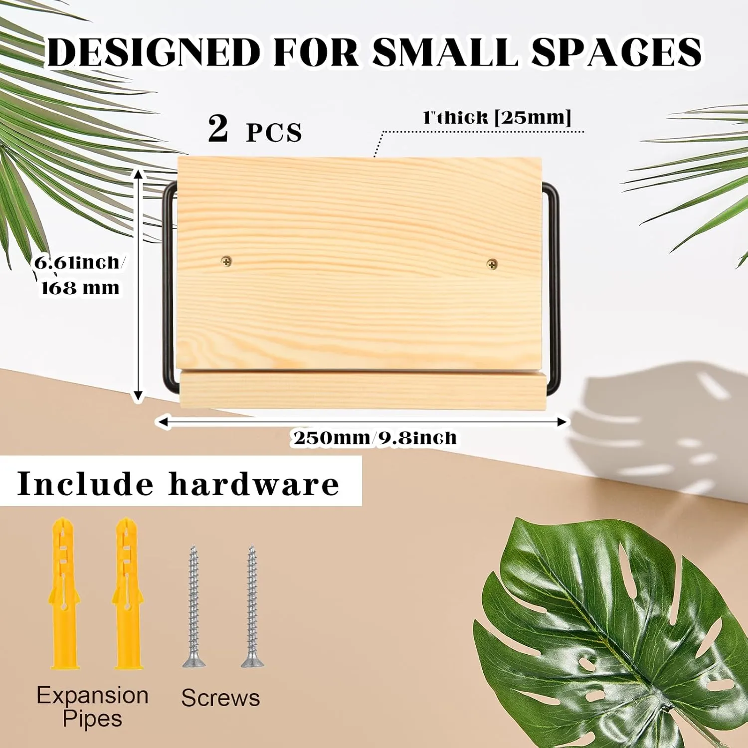 Mifoci 2 Pcs Wall Mounted Shoe Rack Organizer Wooden Modern Compact Wall Space Saving Shoe Holder Storage for Sneaker Footwear Slipper Boots Entryway Narrow Spaces Hallway(9.84'' Long)