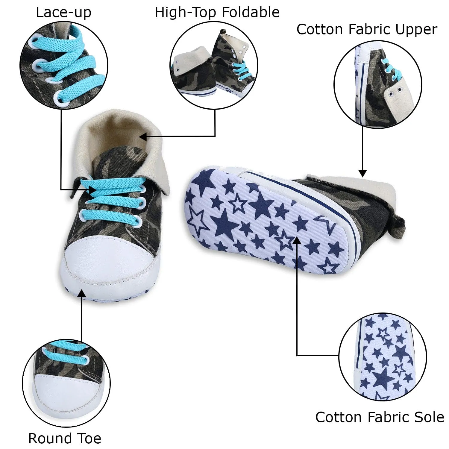 Military High Top Foldable Casual Sneaker Booties - Multicolour
