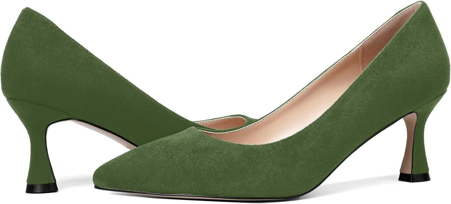 MOVINSTEPS Womens Pointed Toe Evening Sexy Suede Slip On Stiletto Mid Heel Pumps Shoes 2.5 Inch
