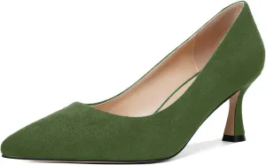 MOVINSTEPS Womens Pointed Toe Evening Sexy Suede Slip On Stiletto Mid Heel Pumps Shoes 2.5 Inch
