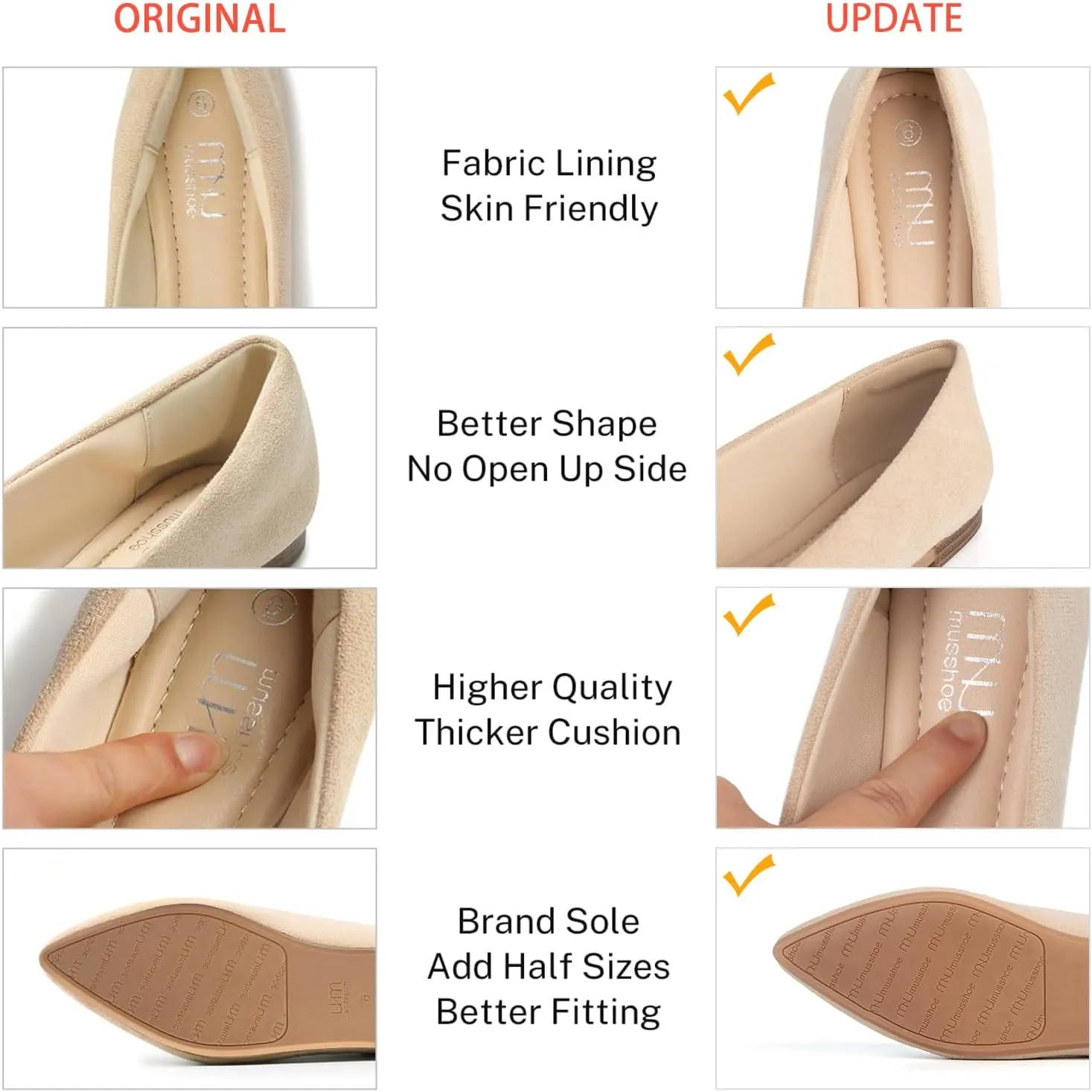 MUSSHOE Flat Shoes Women Comfortable Slip on Women's Flats