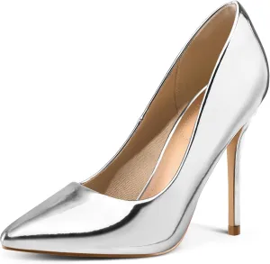 mysoft Women's High Heels Pumps Closed Pointed Toe Stiletto 4IN Heels Dress Wedding Shoes