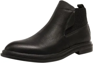 New Round Toe Ankle Boots For Men Elastic Bandage Vegan Leather Anti-slip Slip On Waterproof Classic