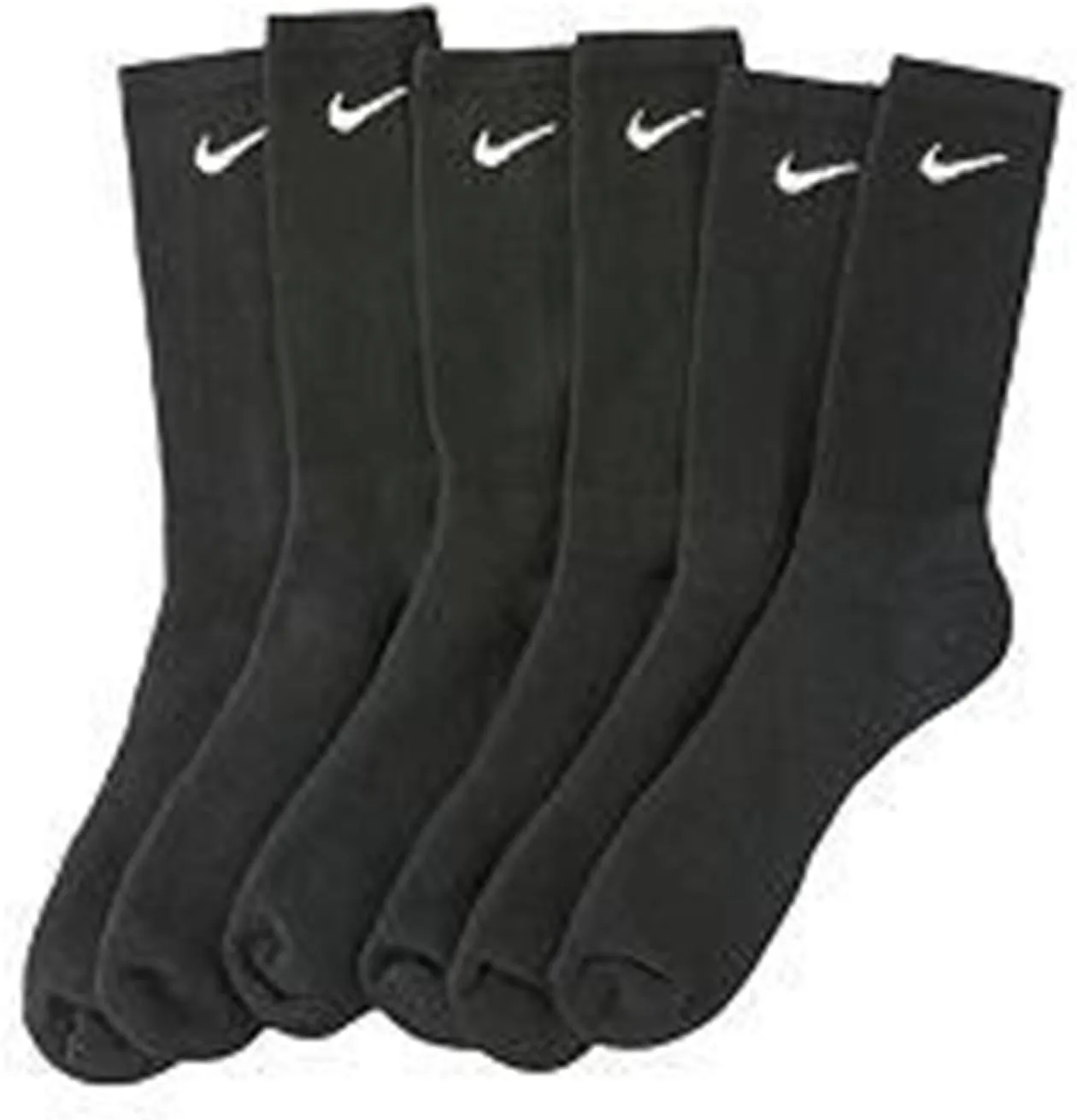 Nike Men's Soft-Dry Moisture Wicking Performance Crew Socks 6 Pack, Black, Men's shoe 8-12 /Large