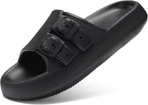 NineCiFun Women's Slide Sandals for Comfortable Soft Cloud Slides - Adjustable Non-Slip Flat Sandals for Women and Men - Slip On Slippers Pillow Slippers