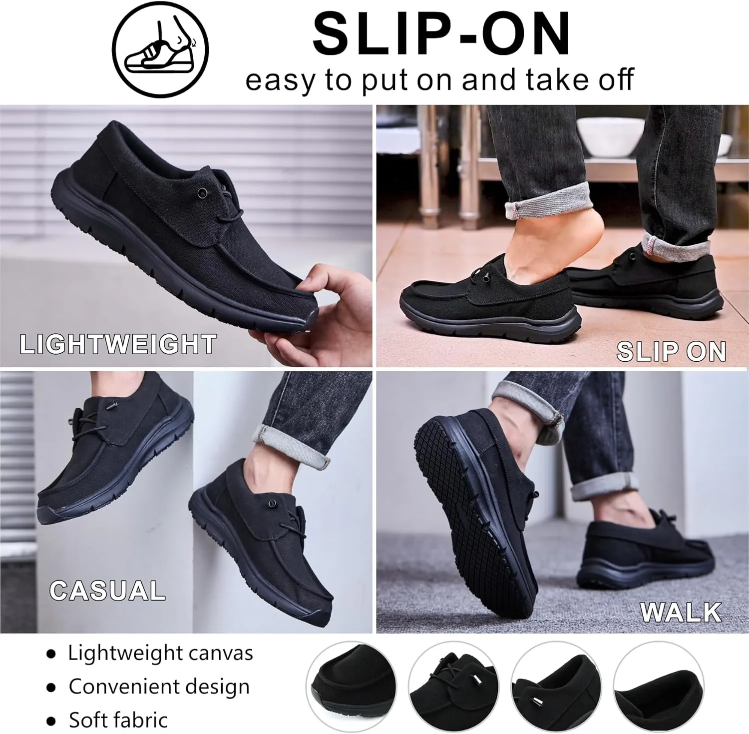 Non Slip Work Shoes for Men Women丨Waterproof Slip On Walking Loafers