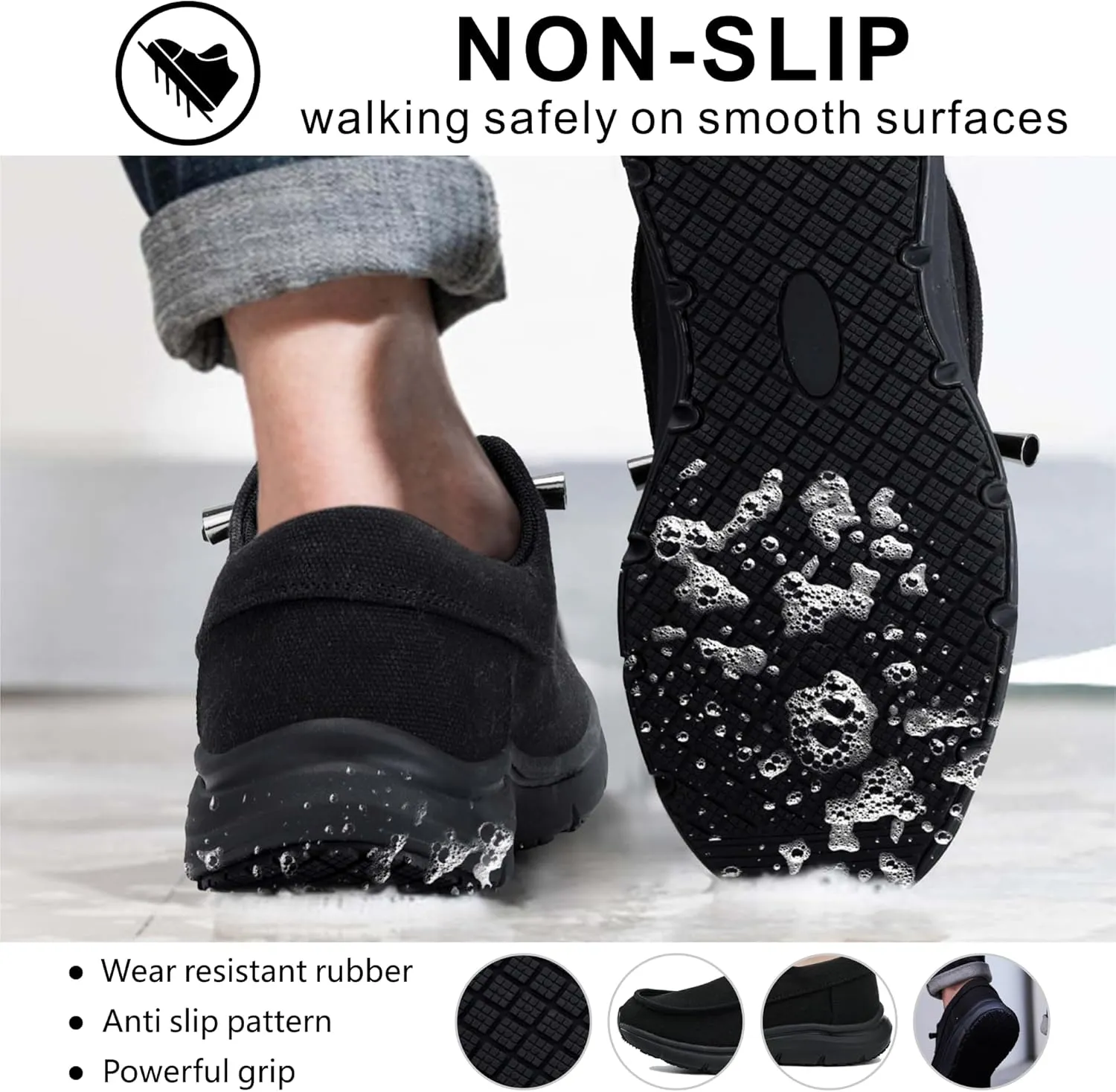 Non Slip Work Shoes for Men Women丨Waterproof Slip On Walking Loafers