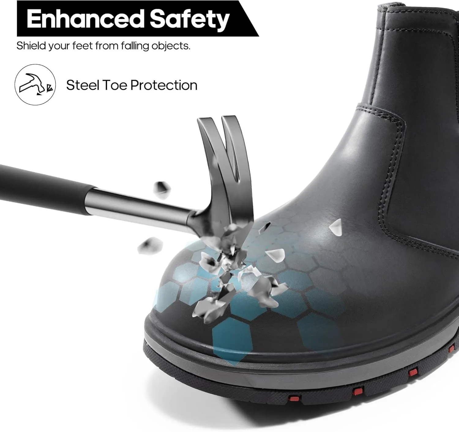 NORTIV 8 Slip On Work Boots for Men Steel Toe Waterproof Safety Construction Boots for Men