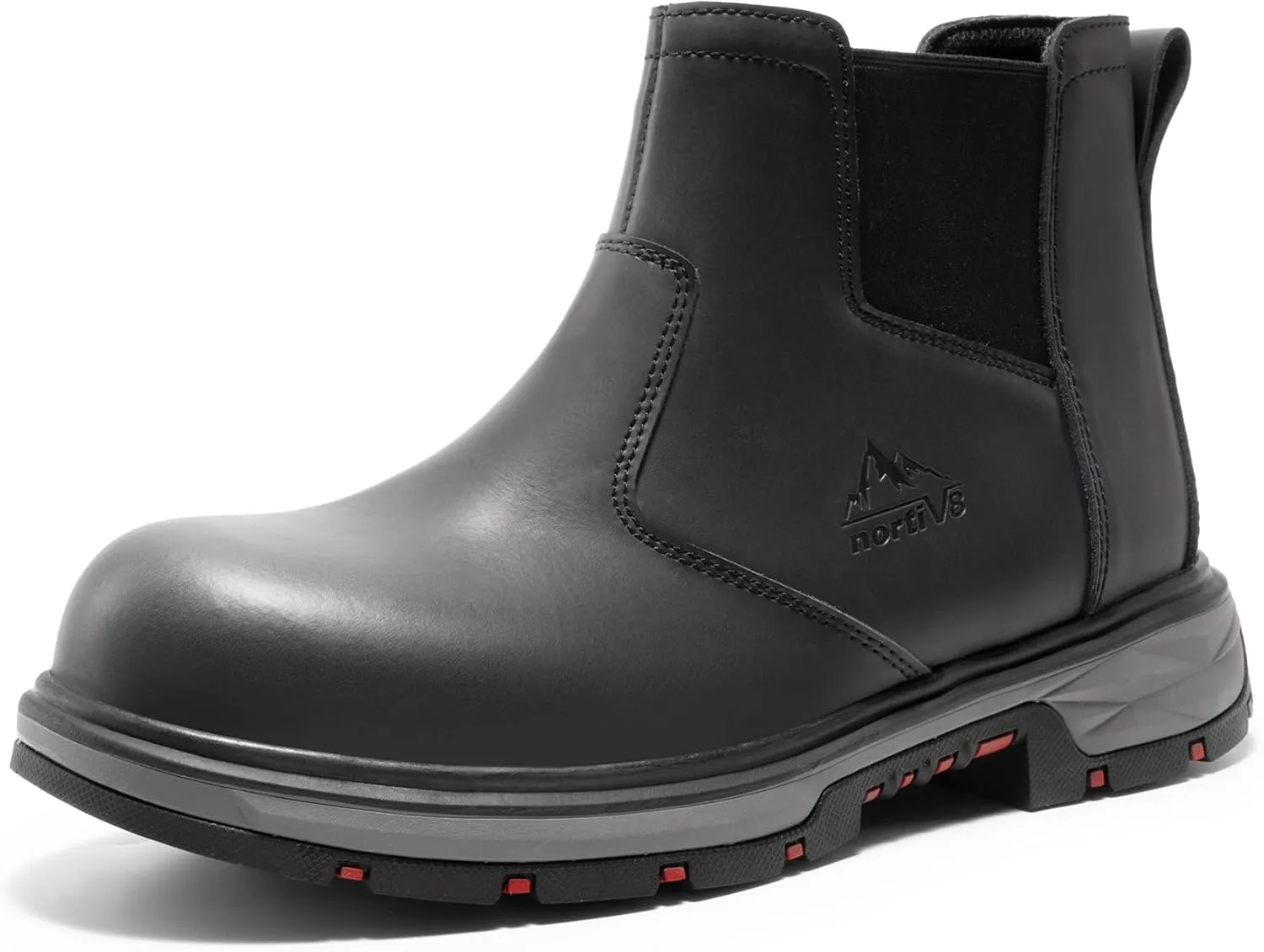 NORTIV 8 Slip On Work Boots for Men Steel Toe Waterproof Safety Construction Boots for Men