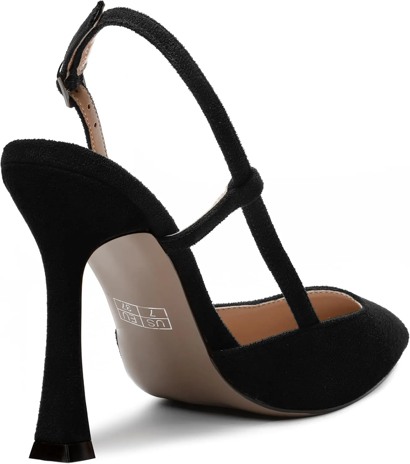 NUMALEO Womens Sexy Pointed Toe Suede Buckle Slingback Comfortable Evening Stiletto High Heel Pumps Shoes 4 Inch