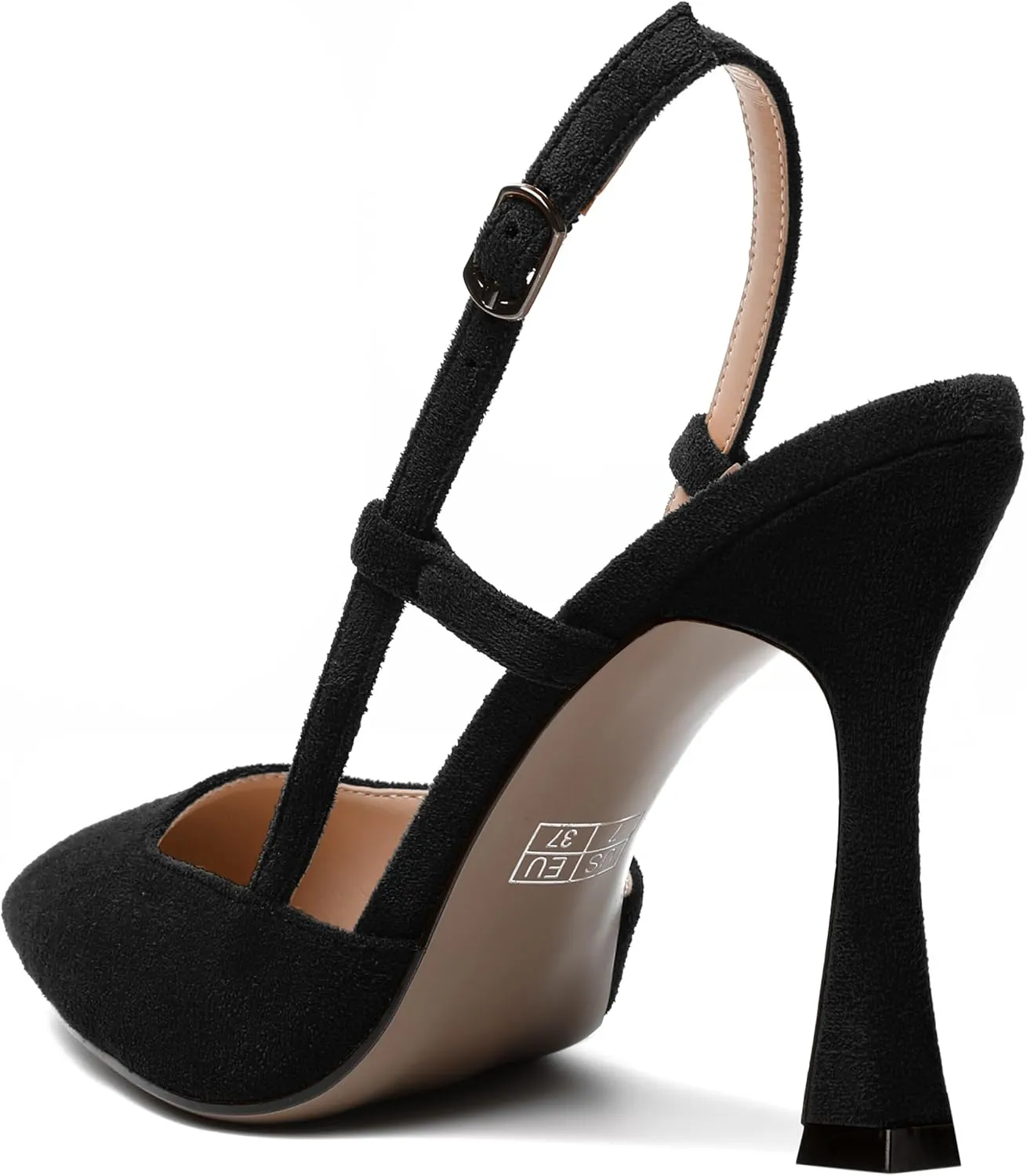 NUMALEO Womens Sexy Pointed Toe Suede Buckle Slingback Comfortable Evening Stiletto High Heel Pumps Shoes 4 Inch