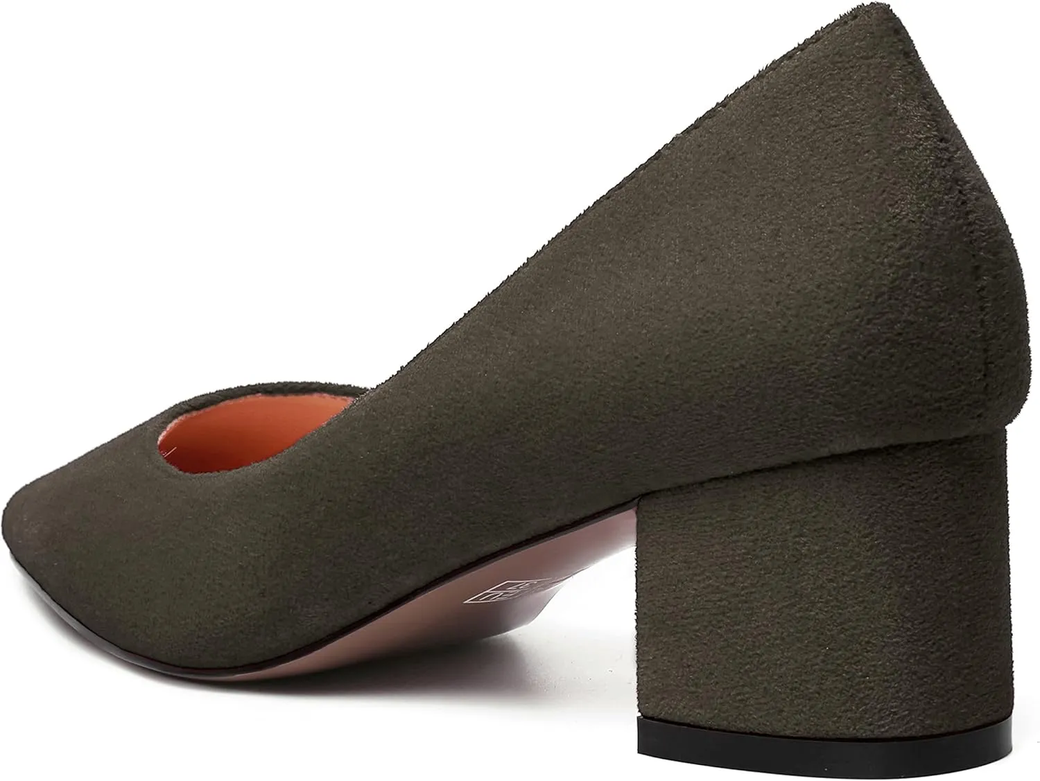 NUMALEO Womens Suede Solid Office Square Toe Slip On Casual Chunky Low Heel Pumps Shoes 2 Inch