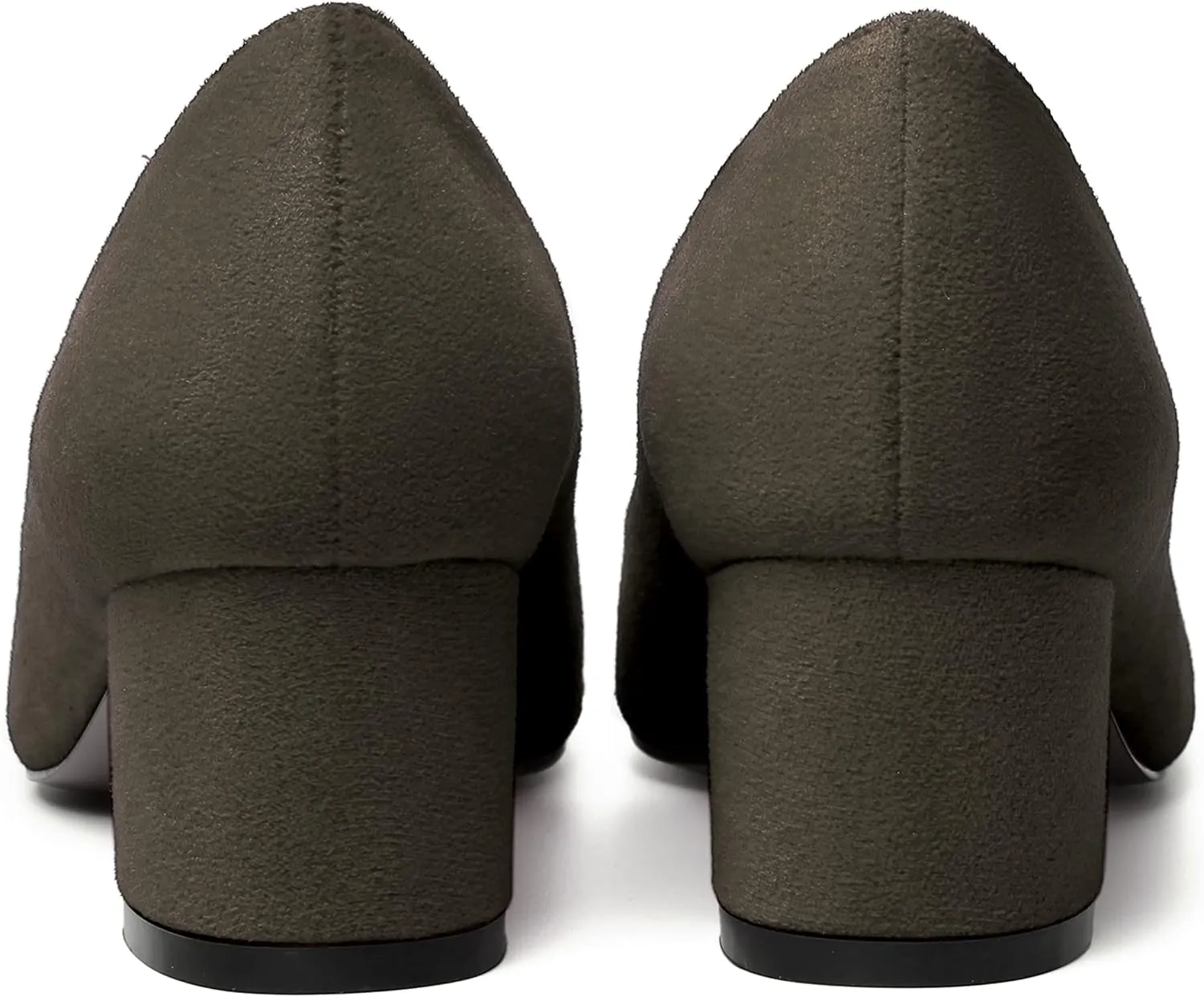 NUMALEO Womens Suede Solid Office Square Toe Slip On Casual Chunky Low Heel Pumps Shoes 2 Inch