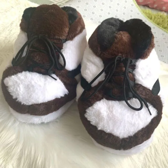 'OG' Brown Comfortable Plush Sneaker Slippers