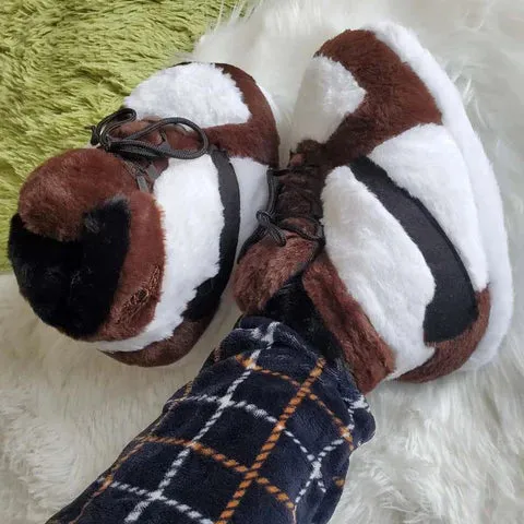 'OG' Brown Comfortable Plush Sneaker Slippers