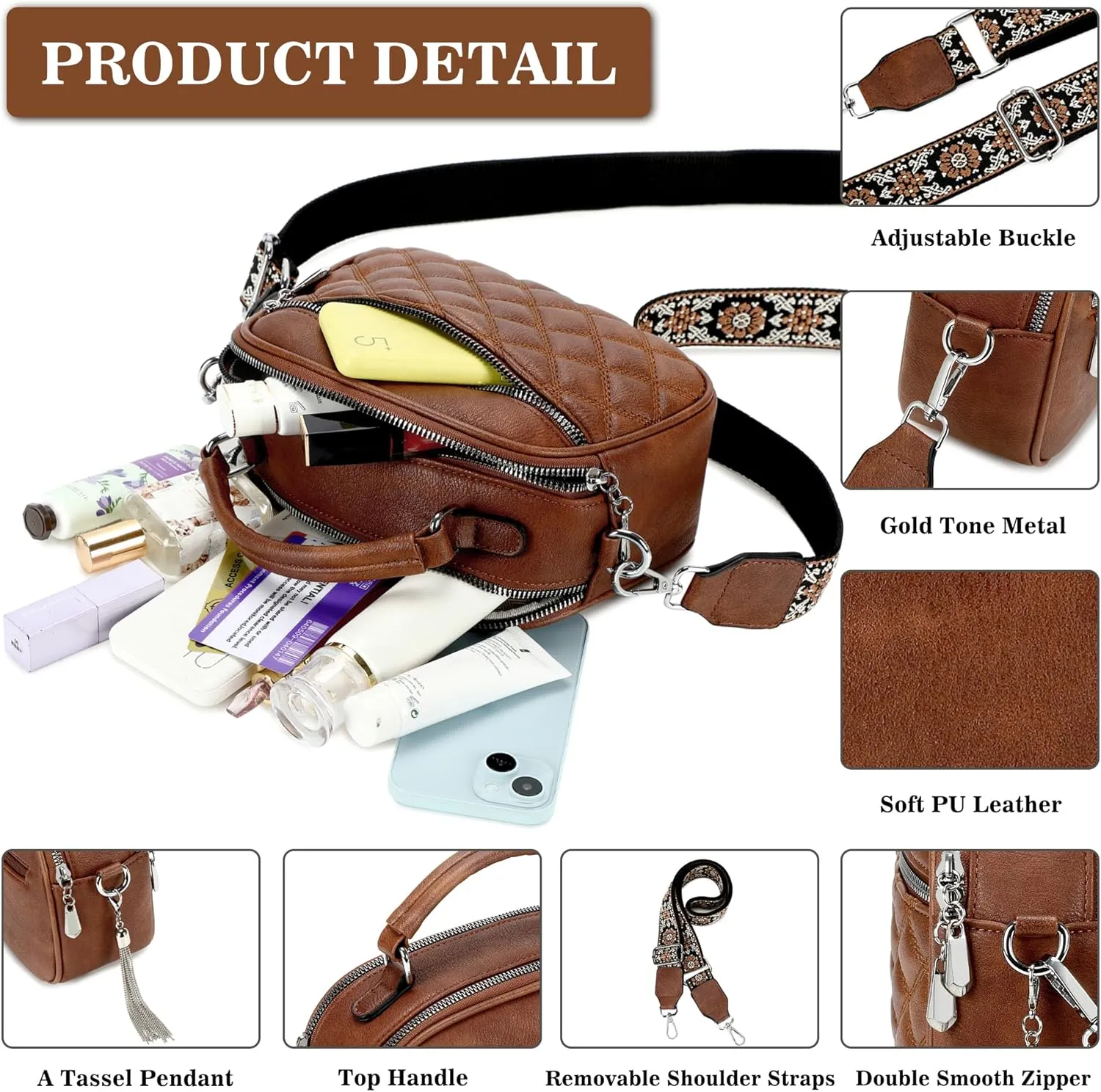 OPAGE Small Crossbody Bags for Women Trendy, Soft PU Leather Womens Crossbody Purse Shoulder Handbags