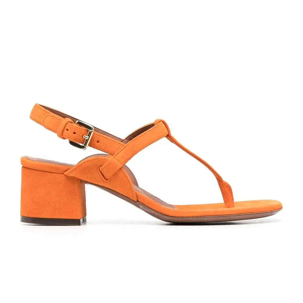 Orange T-Strap Heeled Sandal