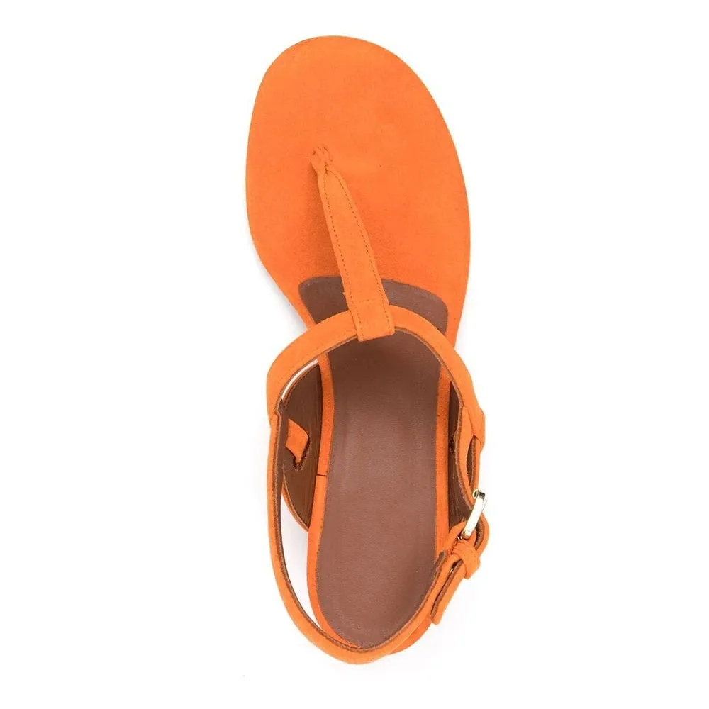 Orange T-Strap Heeled Sandal