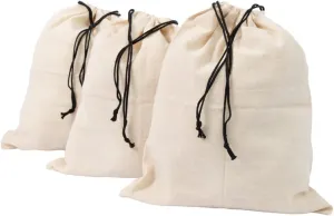 Organic Cotton Shoes Storage Bags - Convenient Shoe Bags for Travel & Storage - Dust Proof Sneaker Bags - Easy to Pack, Convenient to Carry & Foldable Shoes Drawstring Bags (3 Large: 23"x19")