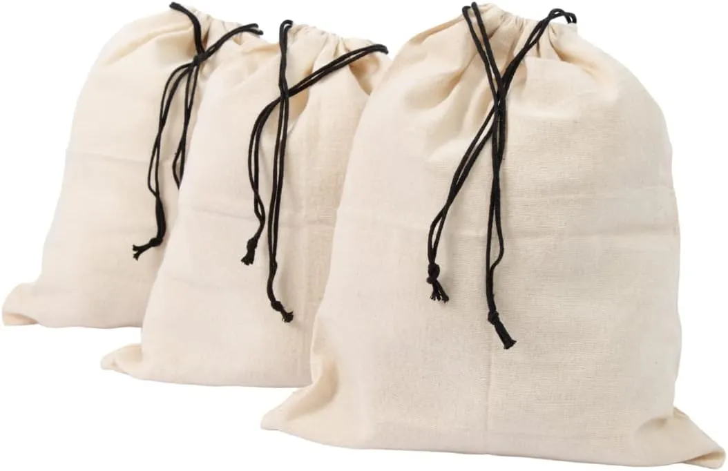 Organic Cotton Shoes Storage Bags - Convenient Shoe Bags for Travel & Storage - Dust Proof Sneaker Bags - Easy to Pack, Convenient to Carry & Foldable Shoes Drawstring Bags (3 Large: 23"x19")