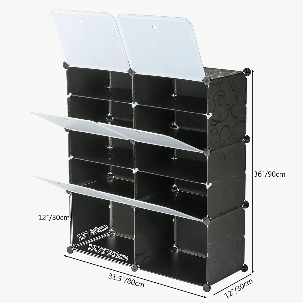 organisateur pliable pour chaussures avec couvercle transparent et compartiments