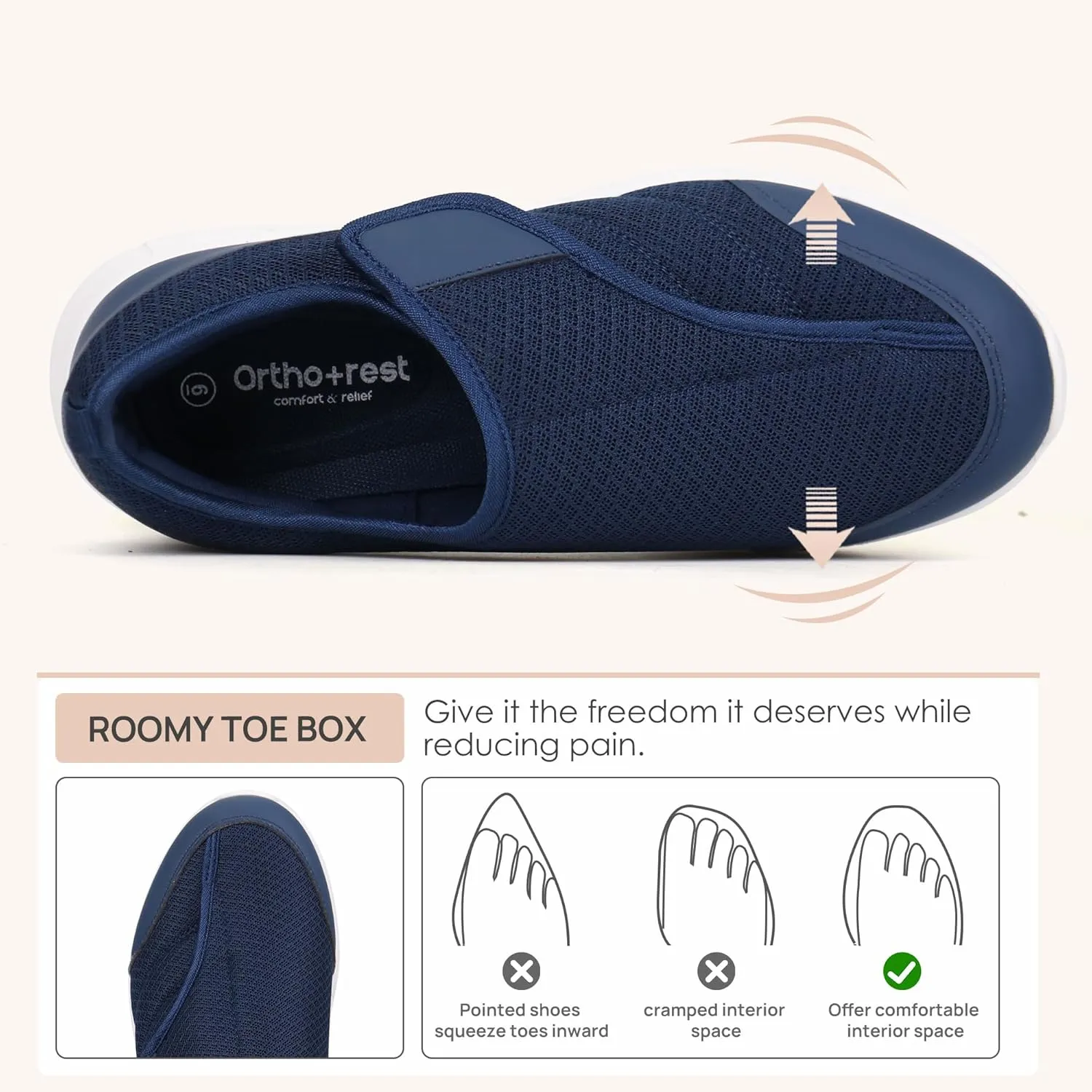 Ortho rest Women Orthopedic Diabetic Walking Shoes Slip On Shoes for Swollen Feet