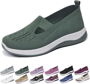 Orthopedic Walking Shoes for Women, Lightweight Mesh Breathable Slip on Trainers Ladies Soft Soled Comfortable Athletic Wide & Bulky Sneakers