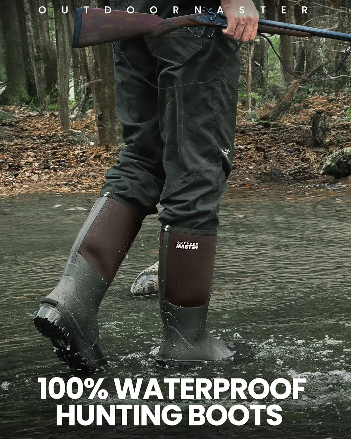 OutdoorMaster Hunting Boots for Men, Waterproof Rubber Neoprene Boots, Anti-slipped Insulated Outdoor Boots