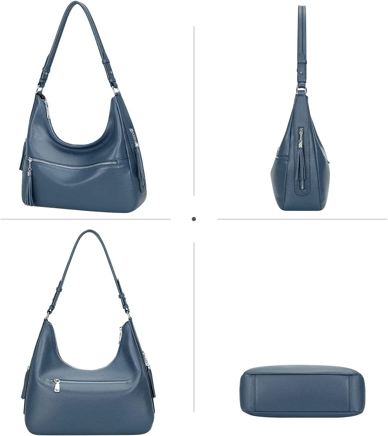 Over Earth Genuine Leather Hobo Bags for Women Medium Soft Purses Casual Shoulder Bag and Handbags