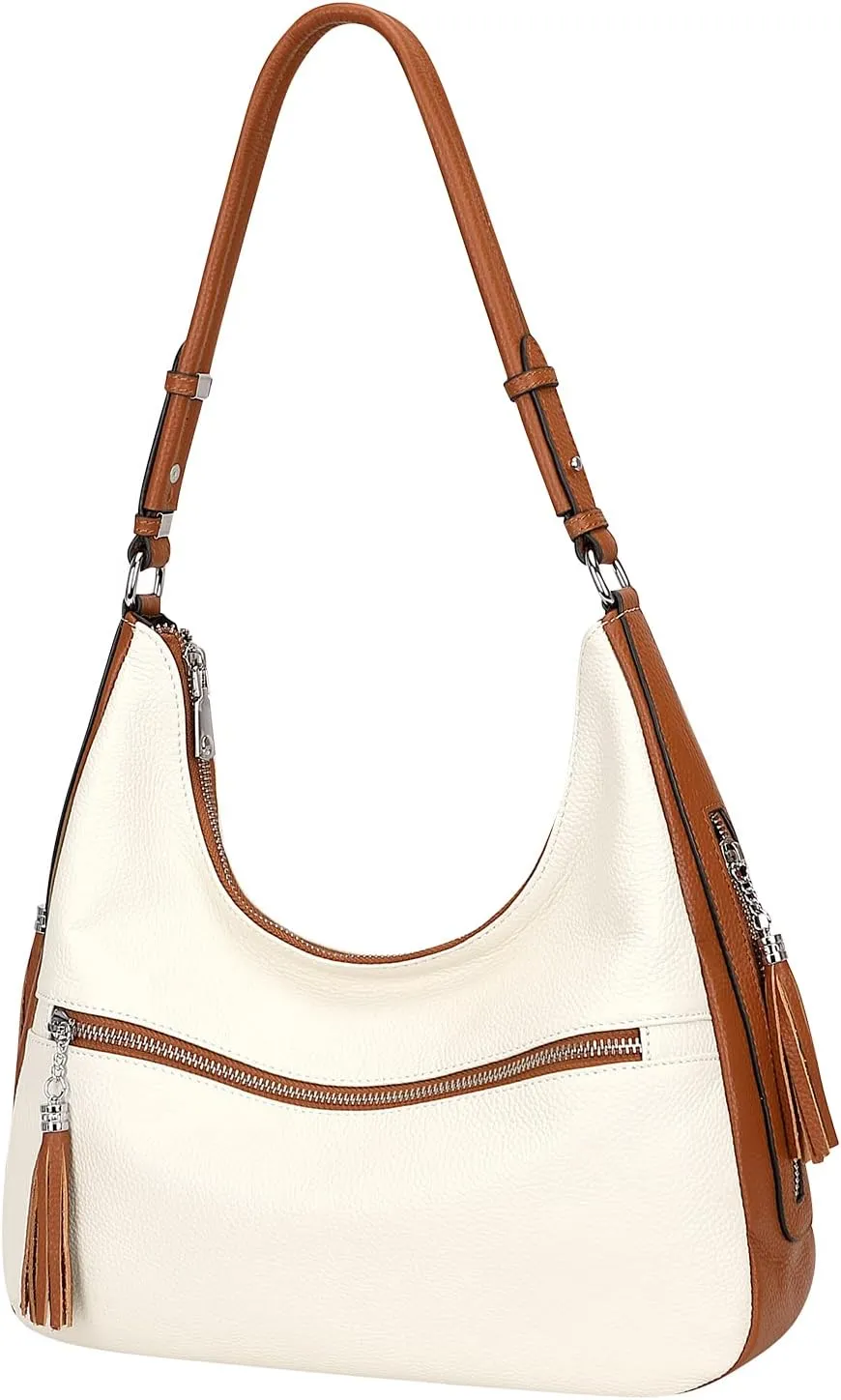 Over Earth Genuine Leather Hobo Bags for Women Medium Soft Purses Casual Shoulder Bag and Handbags