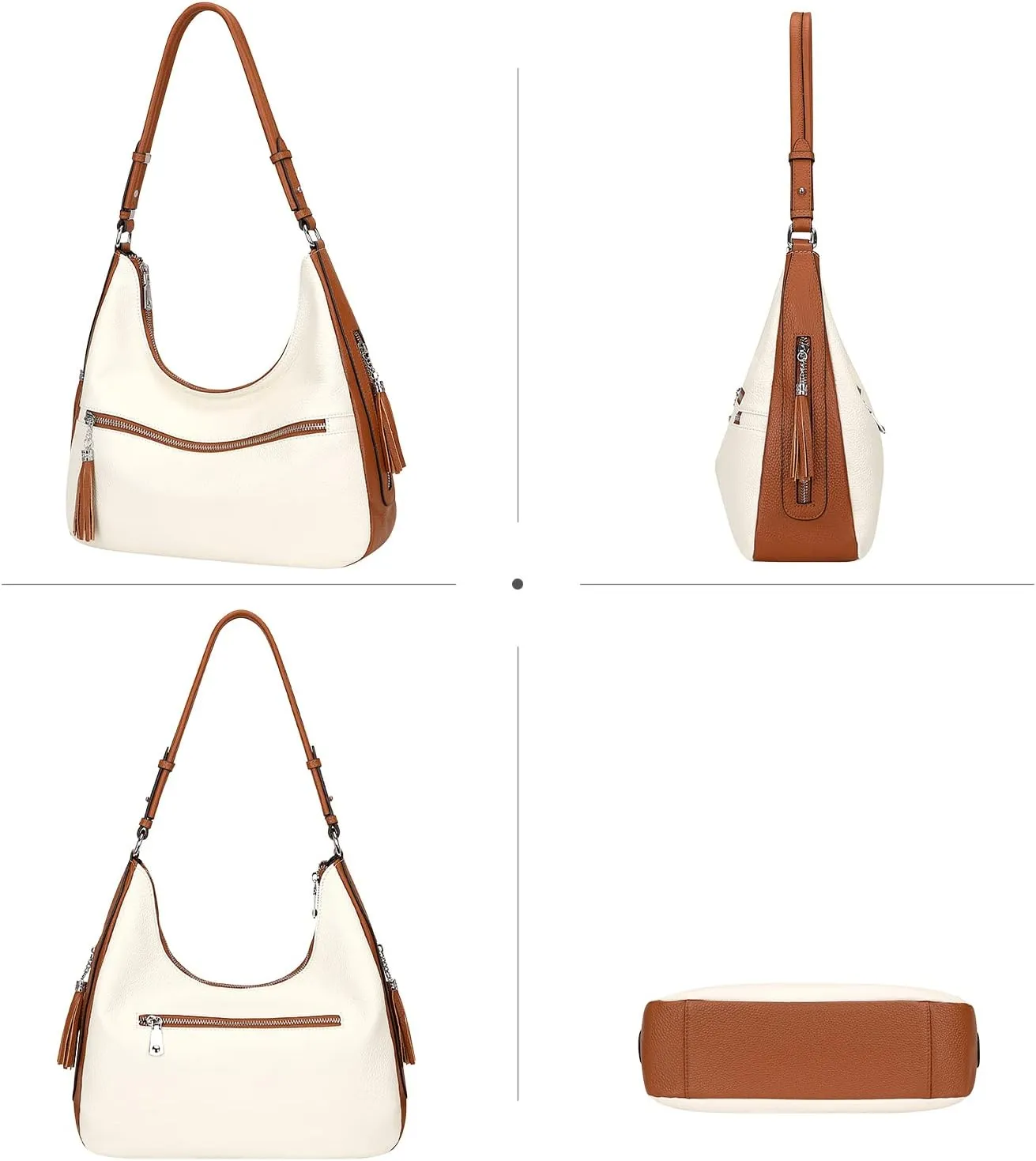 Over Earth Genuine Leather Hobo Bags for Women Medium Soft Purses Casual Shoulder Bag and Handbags