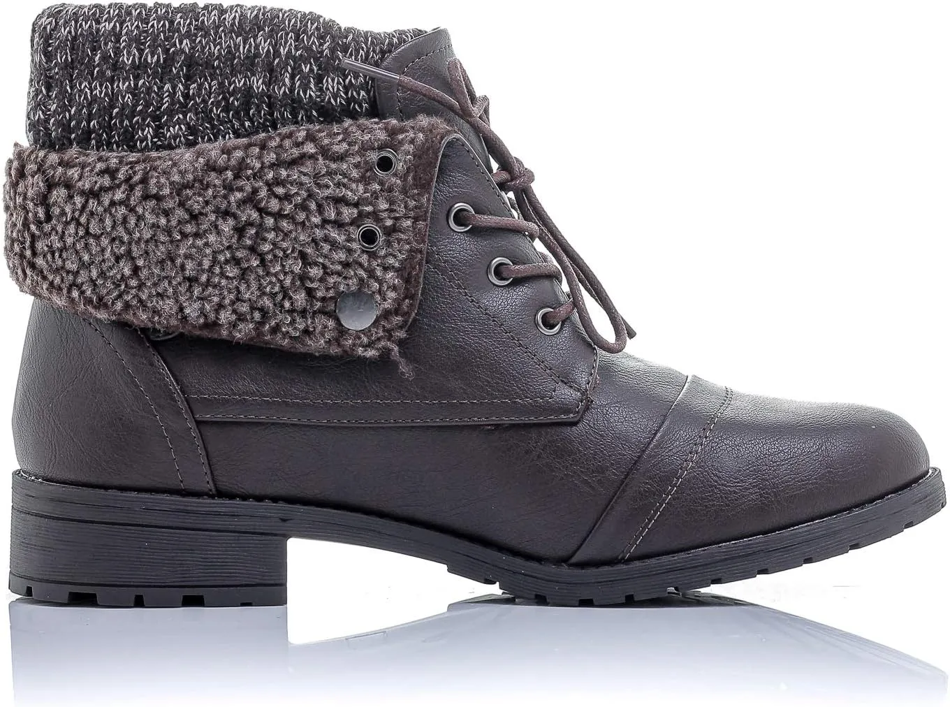 Patty-01 Women's Combat Style Lace Up Ankle Bootie Women's Hiking Boot with Rugged Low Heel