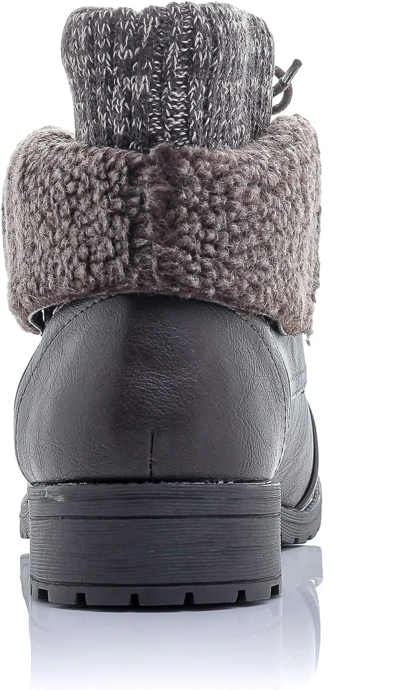Patty-01 Women's Combat Style Lace Up Ankle Bootie Women's Hiking Boot with Rugged Low Heel